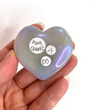 Druzy Aura Quartz Heart - A