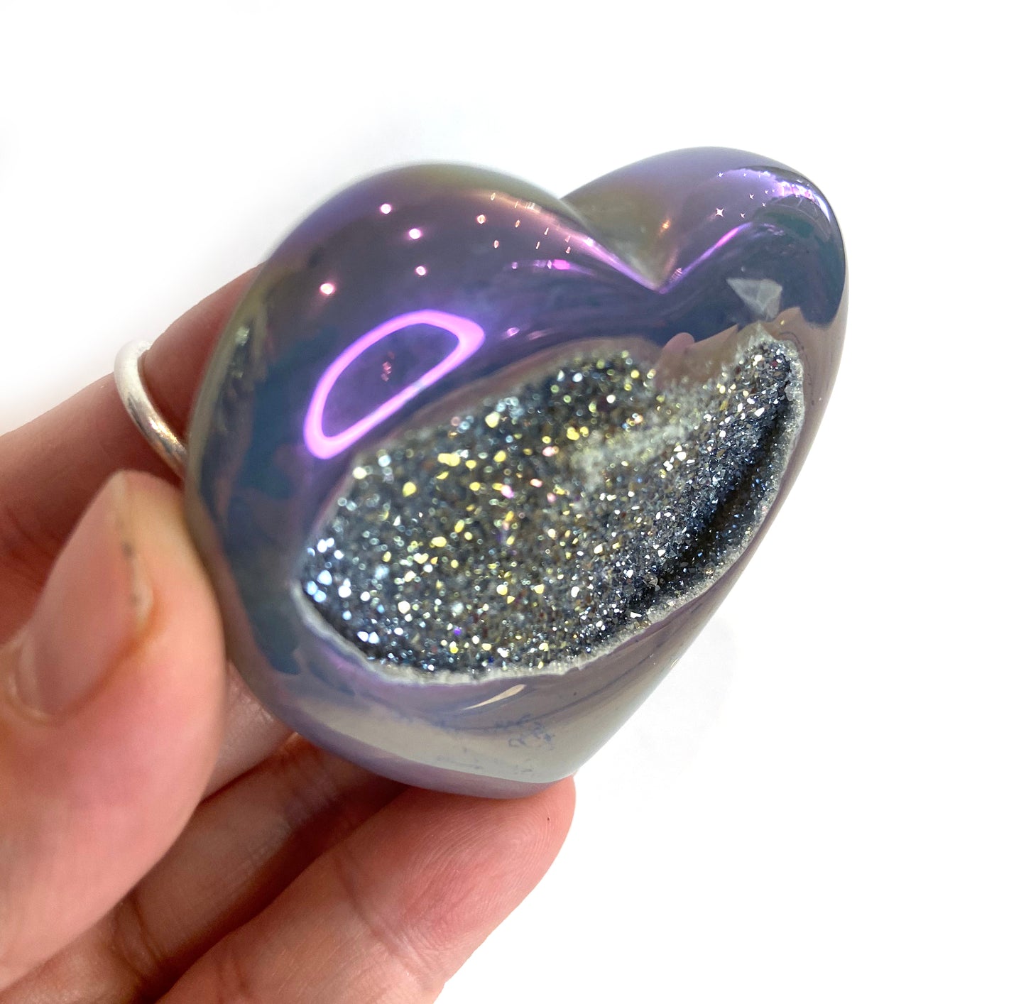 Druzy Aura Quartz Heart - B