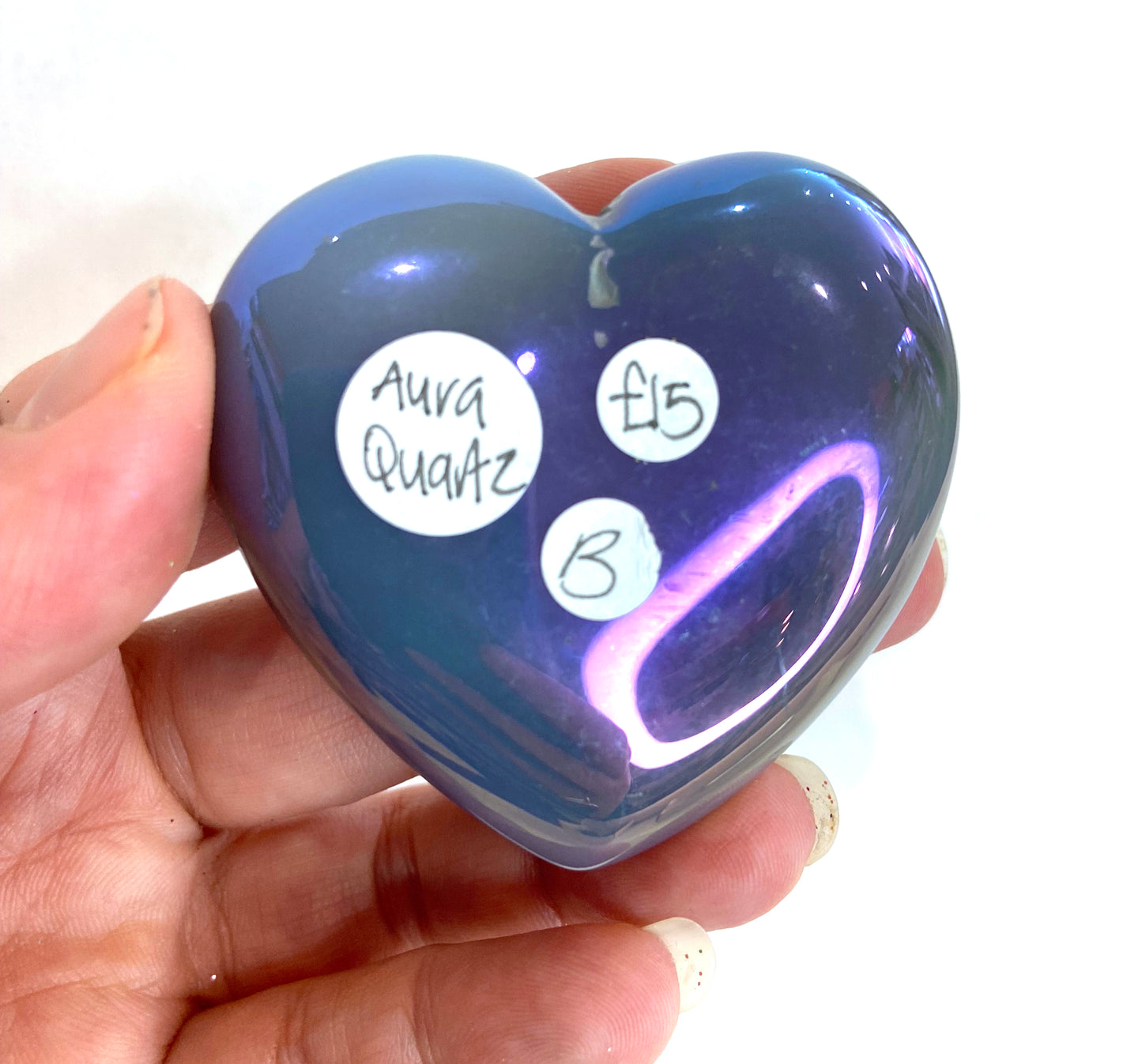 Druzy Aura Quartz Heart - B