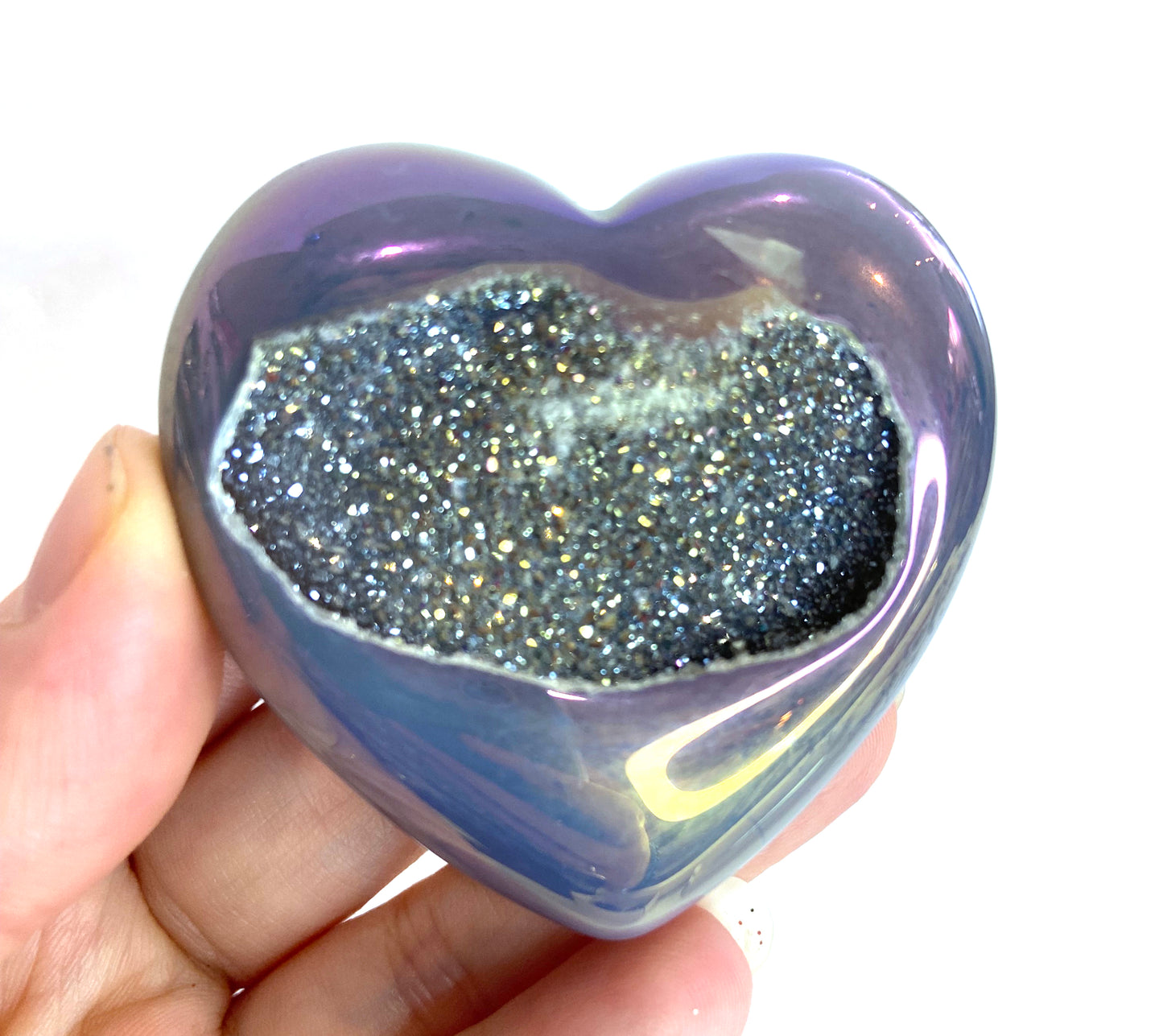 Druzy Aura Quartz Heart - B