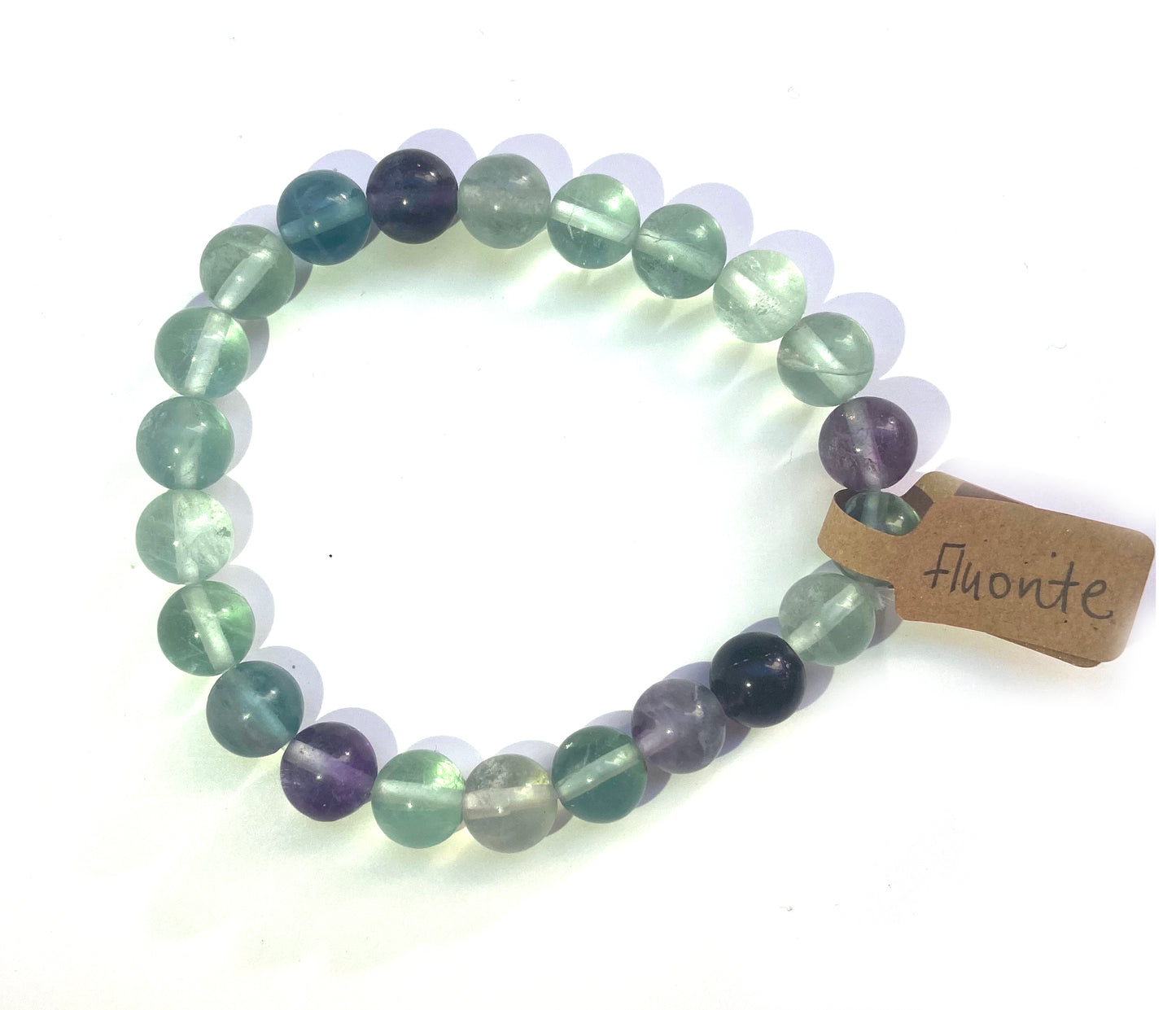 Fluorite 8mm Round Bead Bracelet