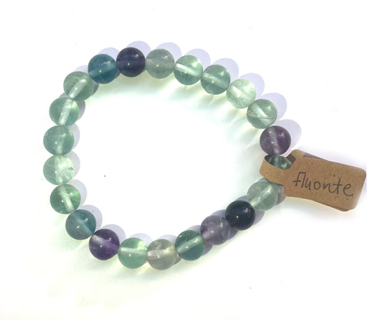 Fluorite 8mm Round Bead Bracelet