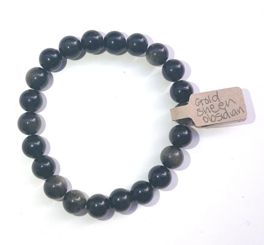 Gold Sheen Obsidian 8mm Bead Bracelet