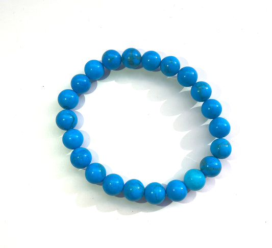 Turquoise Howlite 8mm Round Bead Bracelet
