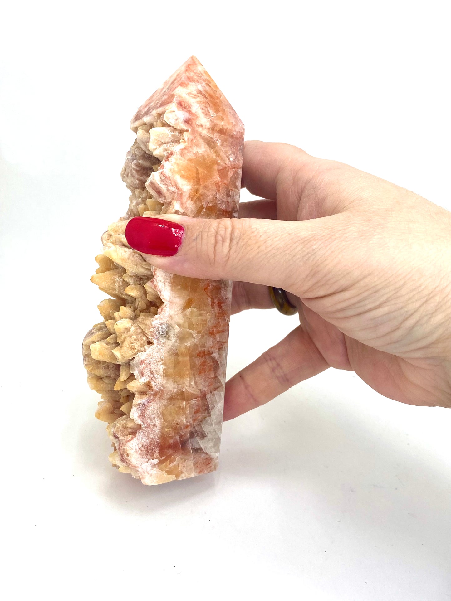 Orange Calcite Druzy Tower- Large