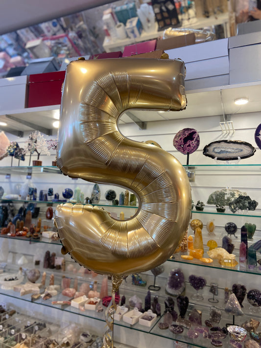 Number Balloon - Satin Chrome Gold