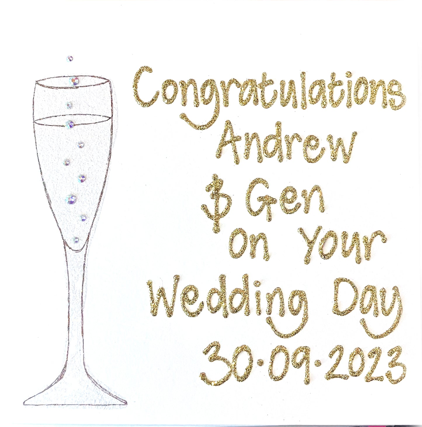 Personalised Large Card - Wedding - Champagne Glass