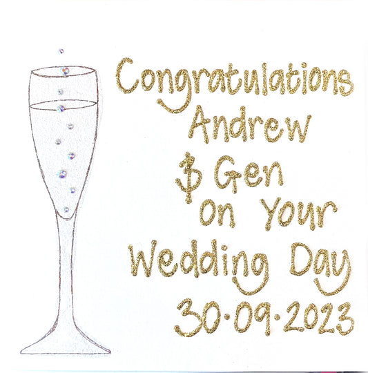 Personalised Large Card - Wedding - Champagne Glass