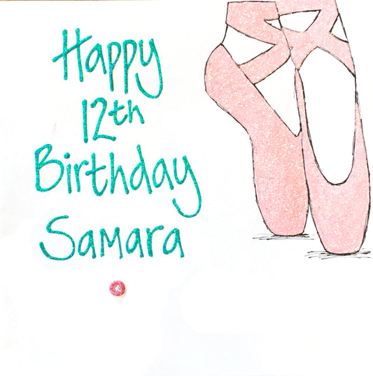 Large Personalised Card - Ballet Shoes