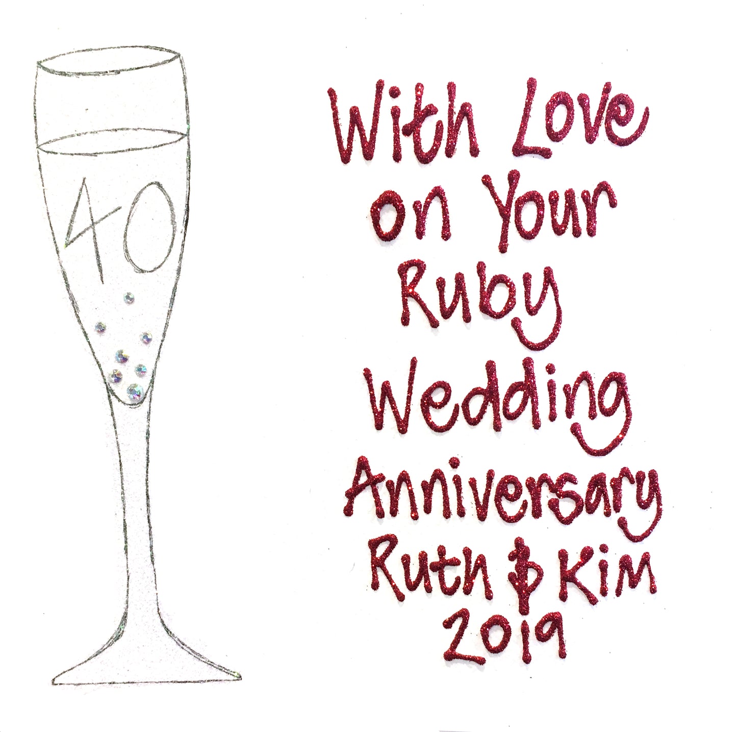 Personalised Large Card - Glass 40th Anniversary