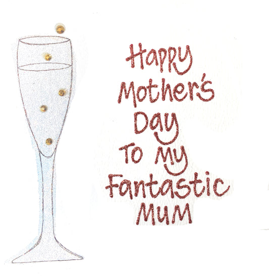 Personalised Large Card - Champagne Glass - Mother's Day