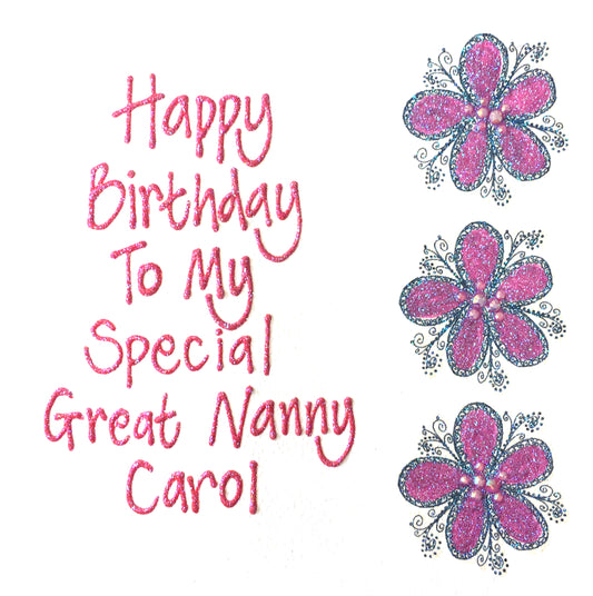 Personalised Large Birthday Card - Swirly Flowers
