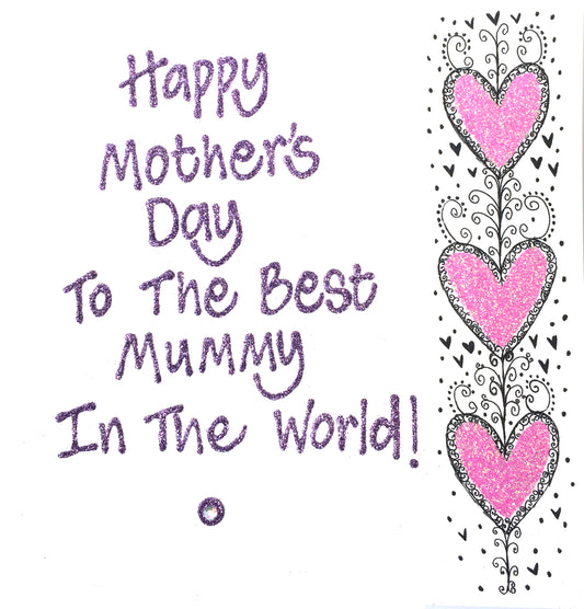 Personalised Large Card - Swirly Hearts - Mother's Day