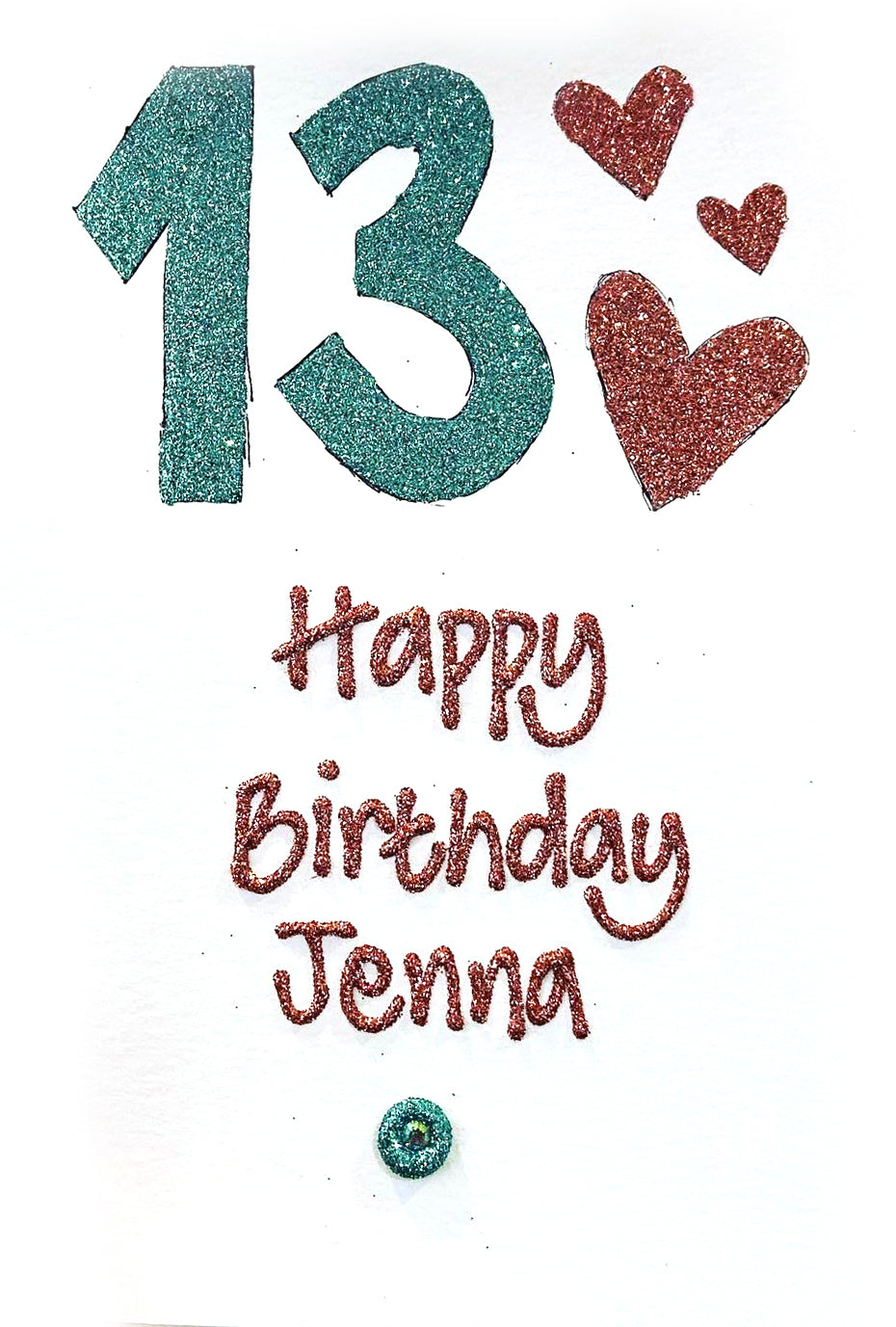 Personalised Medium Card - Hearts & Age at Top