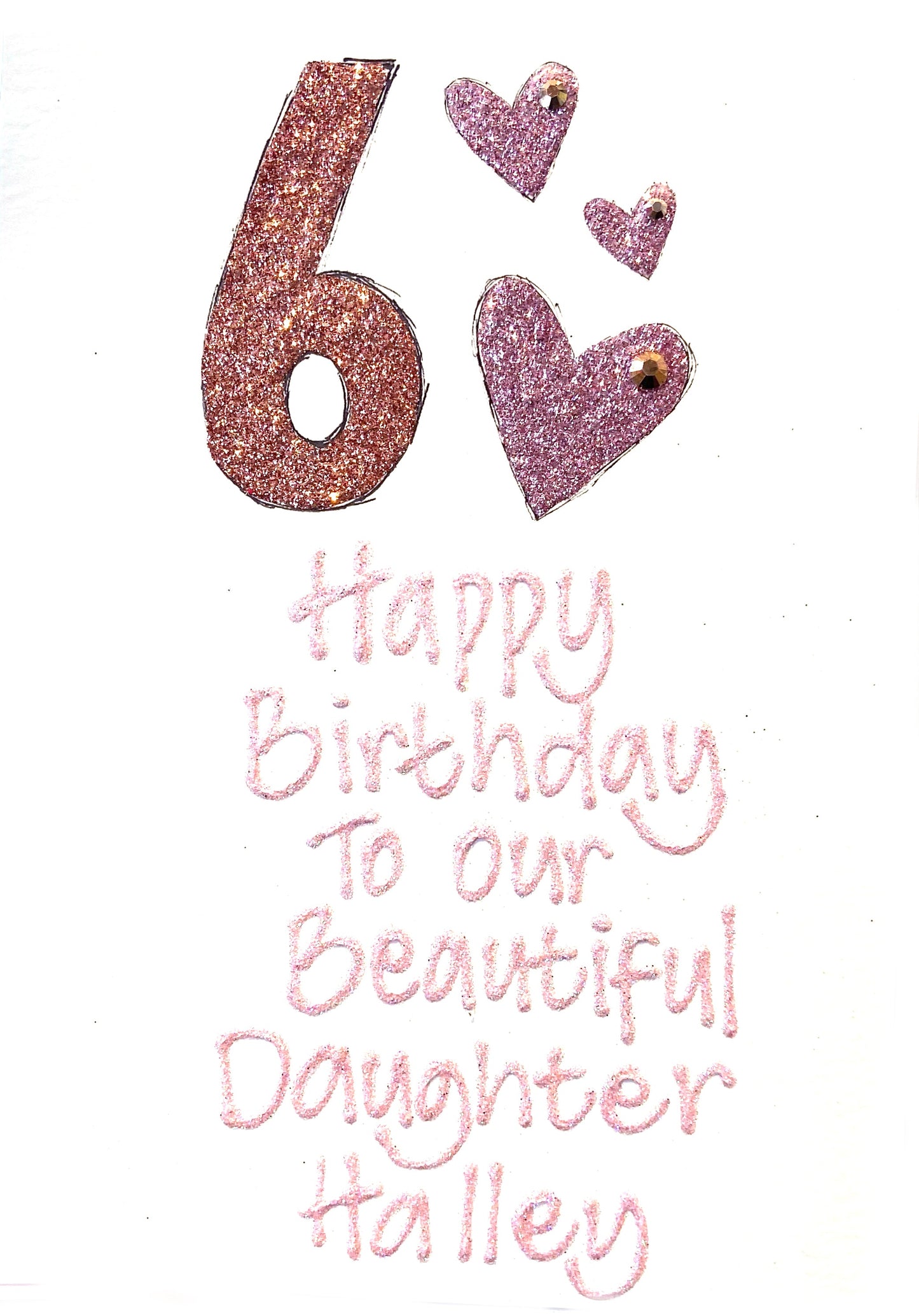 Personalised Medium Card - Hearts & Age at Top