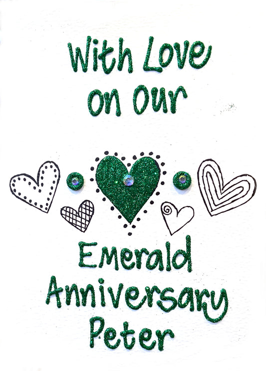 Personalised Medium Card - Hearts in Middle - Anniversary