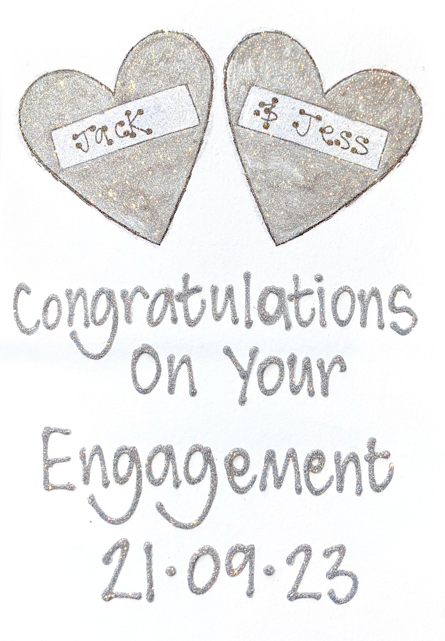 Personalised Medium Card - Two Hearts - Engagement