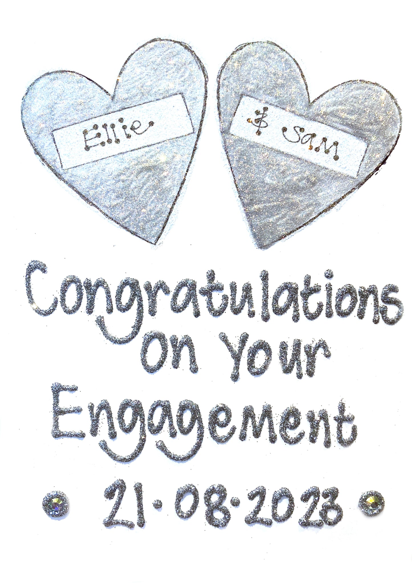 Personalised Medium Card - Two Hearts - Engagement
