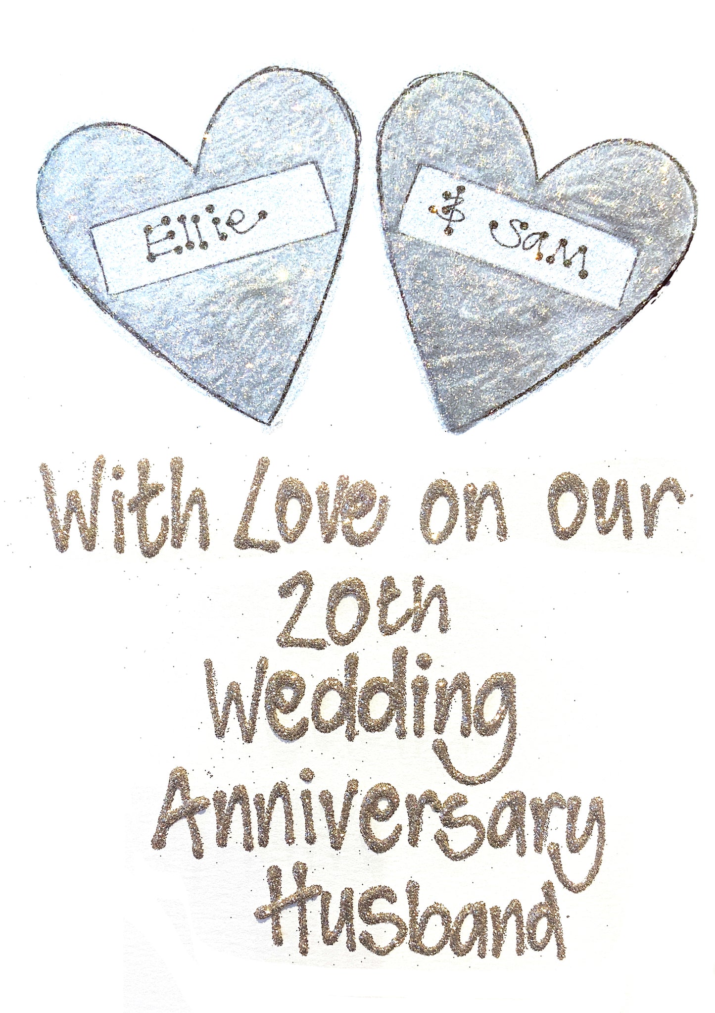 Personalised Medium Card - Two Hearts - Anniversary