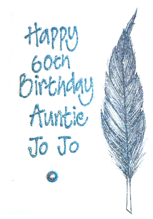 Medium Personalised Birthday Card - Feather