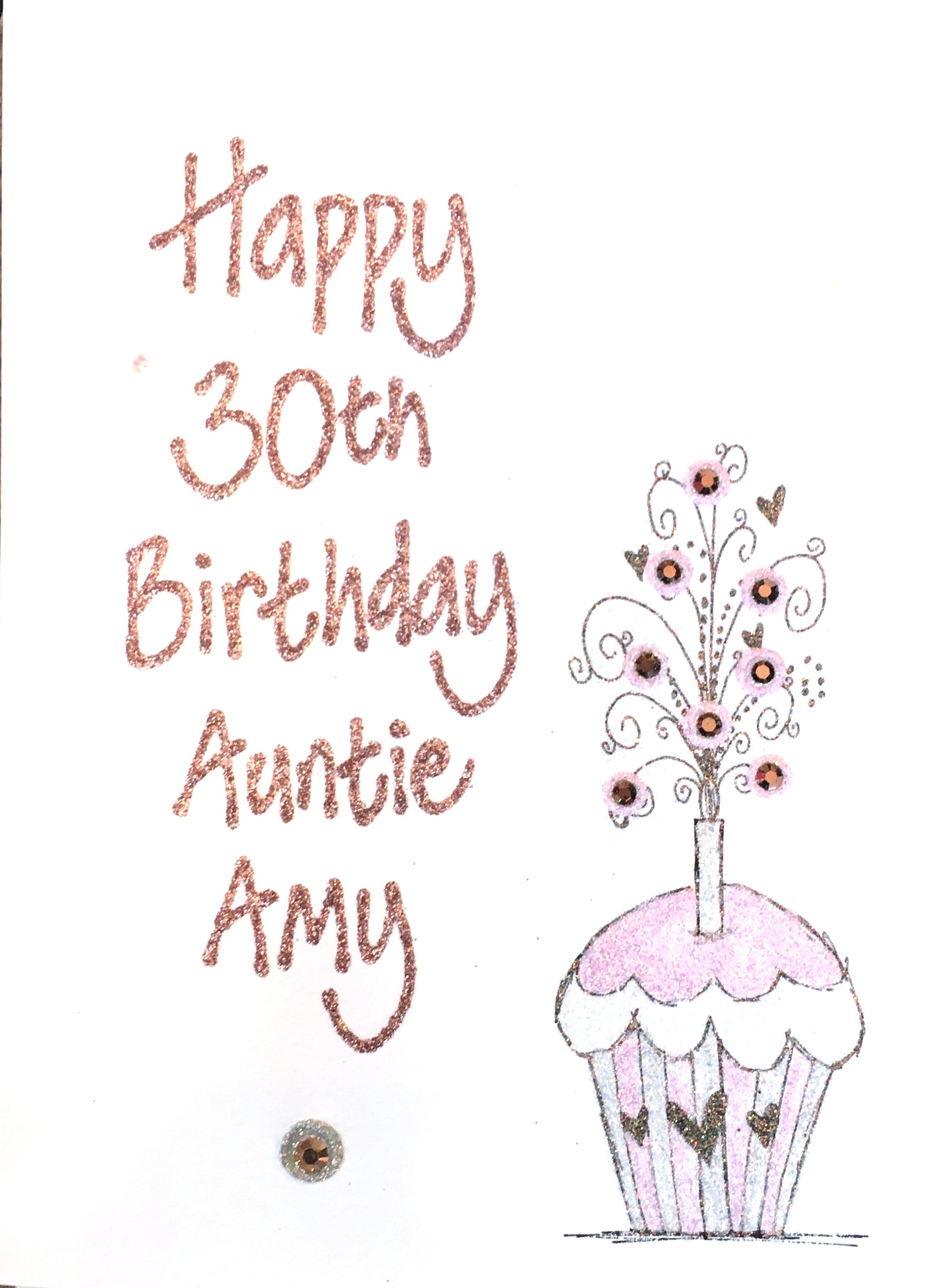 Medium Personalised Birthday Card - Swirly Cupcake
