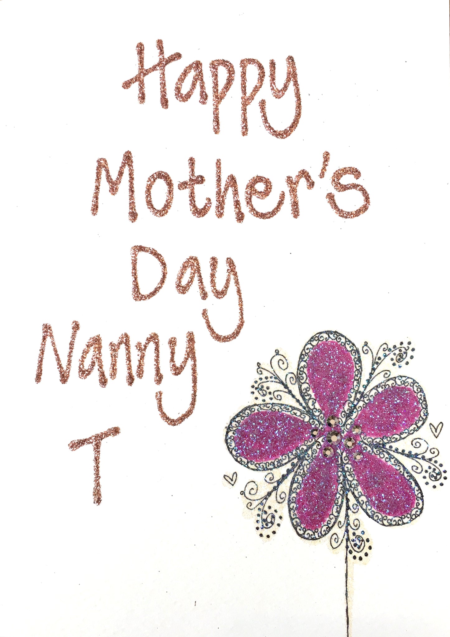 Medium Personalised Card - Swirly Flower - Mother's Day
