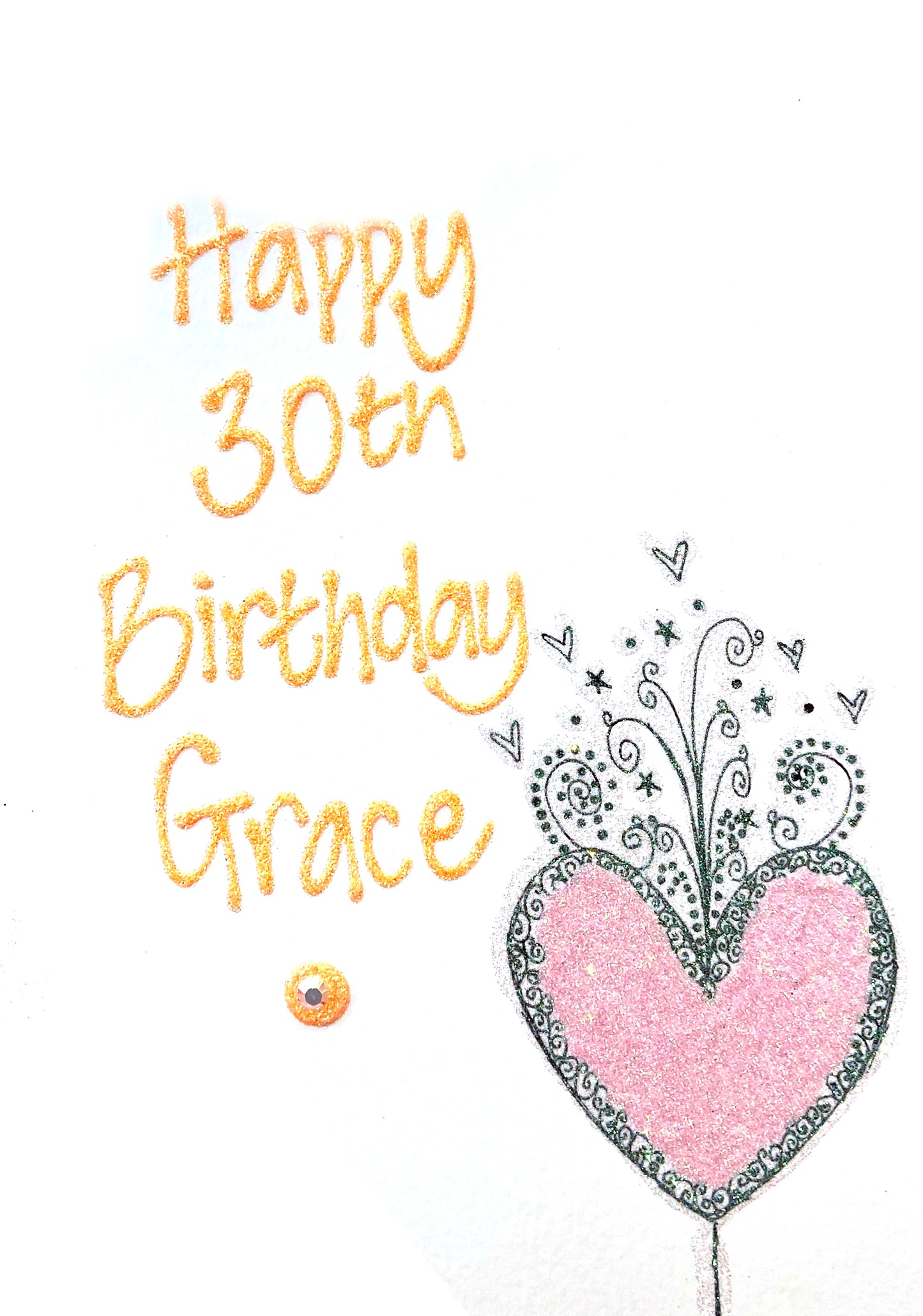 Medium Personalised Birthday Card - Swirly Heart