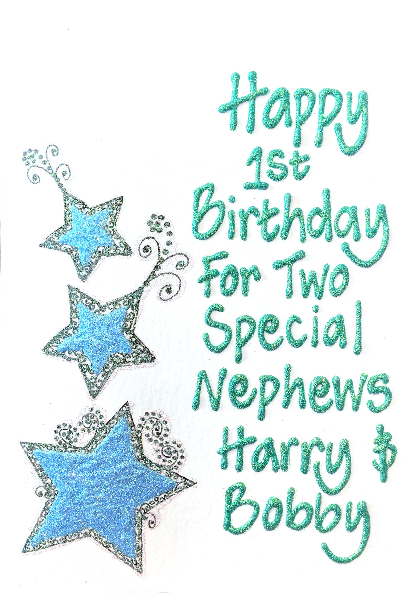 Medium Personalised Birthday Card - Swirly Stars