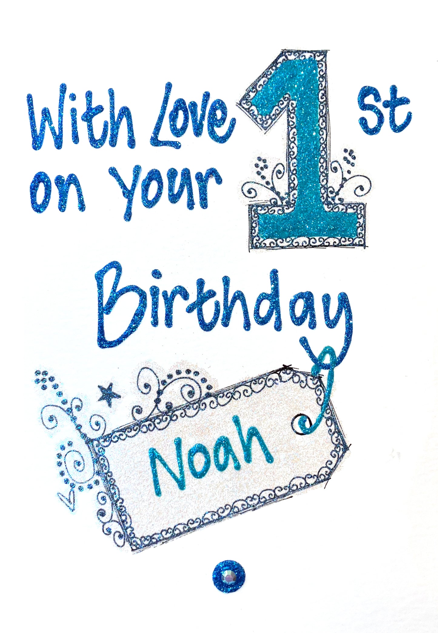 Medium Personalised Birthday Card - Swirly Tag