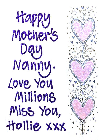 Medium Personalised Card - Mother's Day - Swirly Hearts