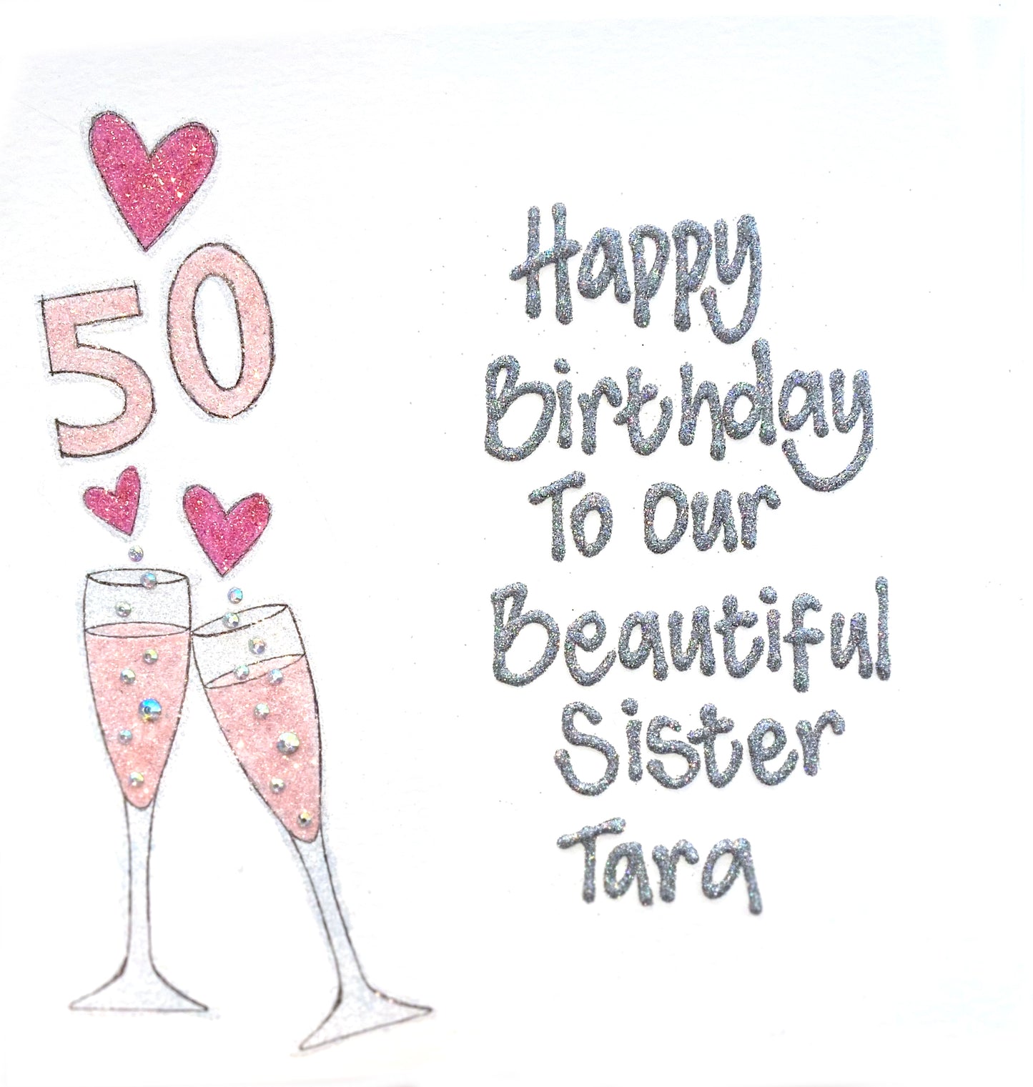 Small Personalised Card - Cheers with Hearts