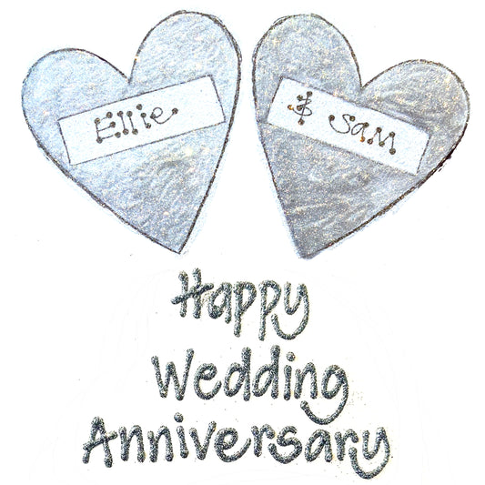 Personalised Small Card - Anniversary - Two Hearts