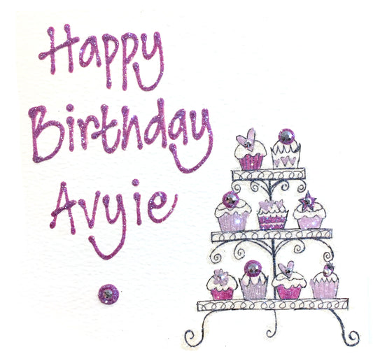 Small Personalised Birthday Card - Tiered Cupcake Stand