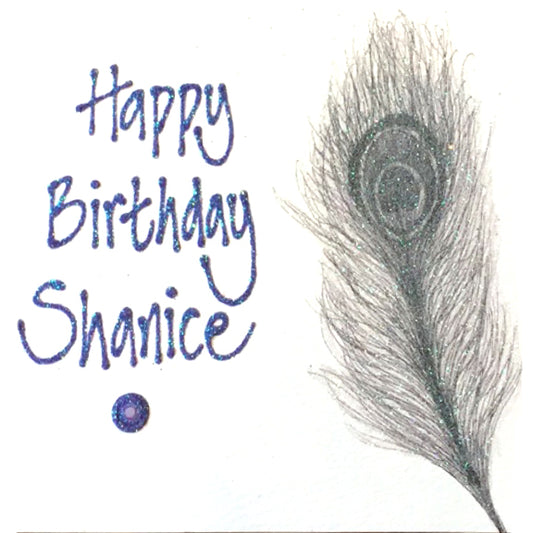 Small Personalised Birthday Card - Peacock Feather