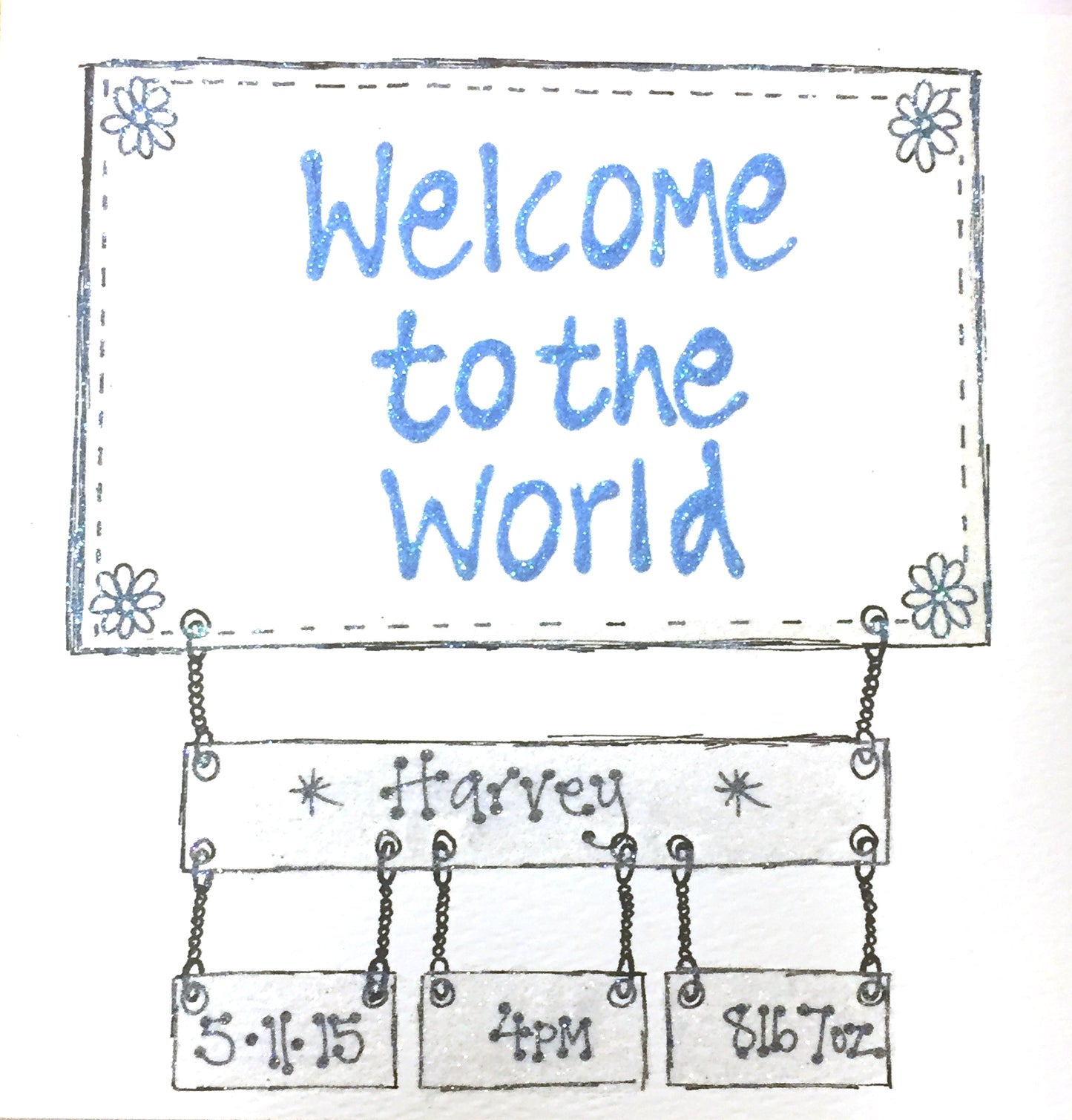 Small Personalised Baby Card - Plaque