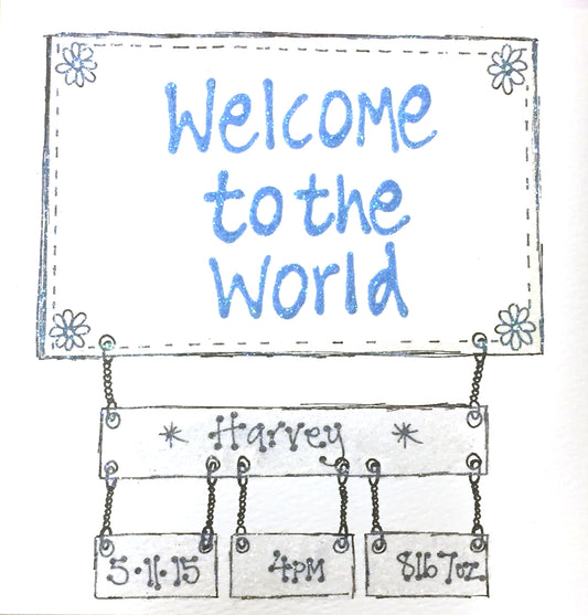 Small Personalised Baby Card - Plaque