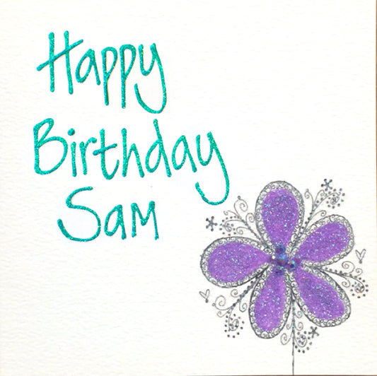 Small Personalised Birthday Card - Swirl Flower