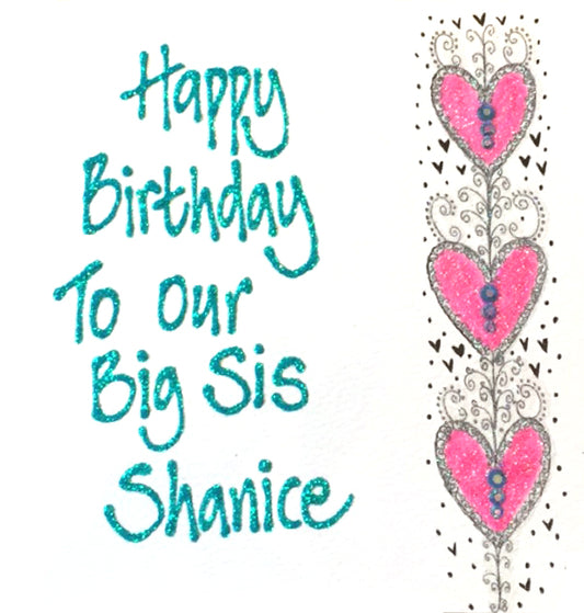 Personalised Small Card - Three Swirly Hearts