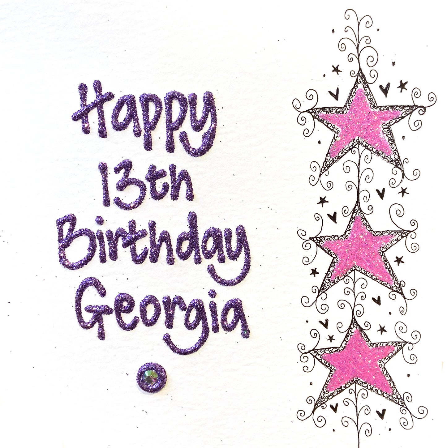 Small Personalised Birthday Card - Swirly Stars