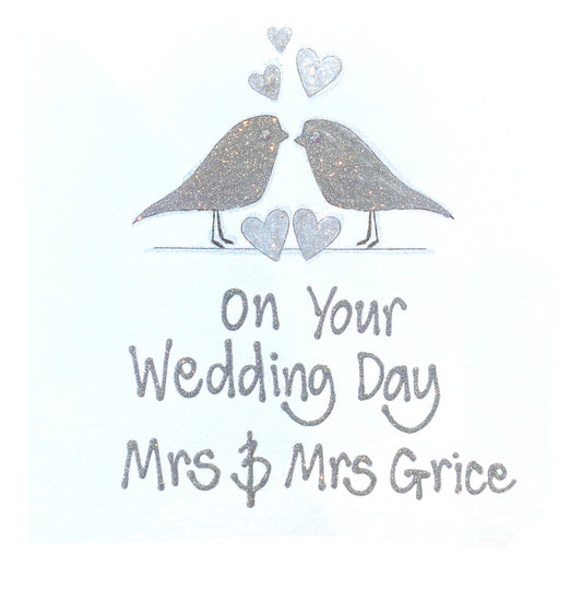 Personalised Large Card - Wedding - Love Birds