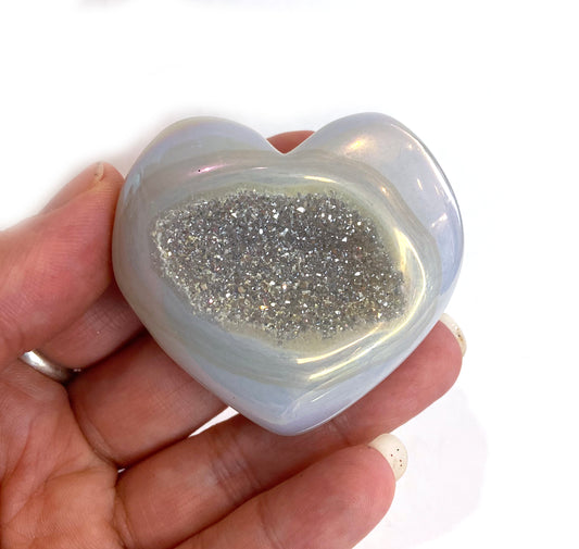 Druzy Aura Quartz Heart - A