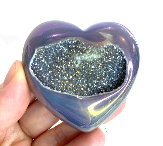 Druzy Aura Quartz Heart - B