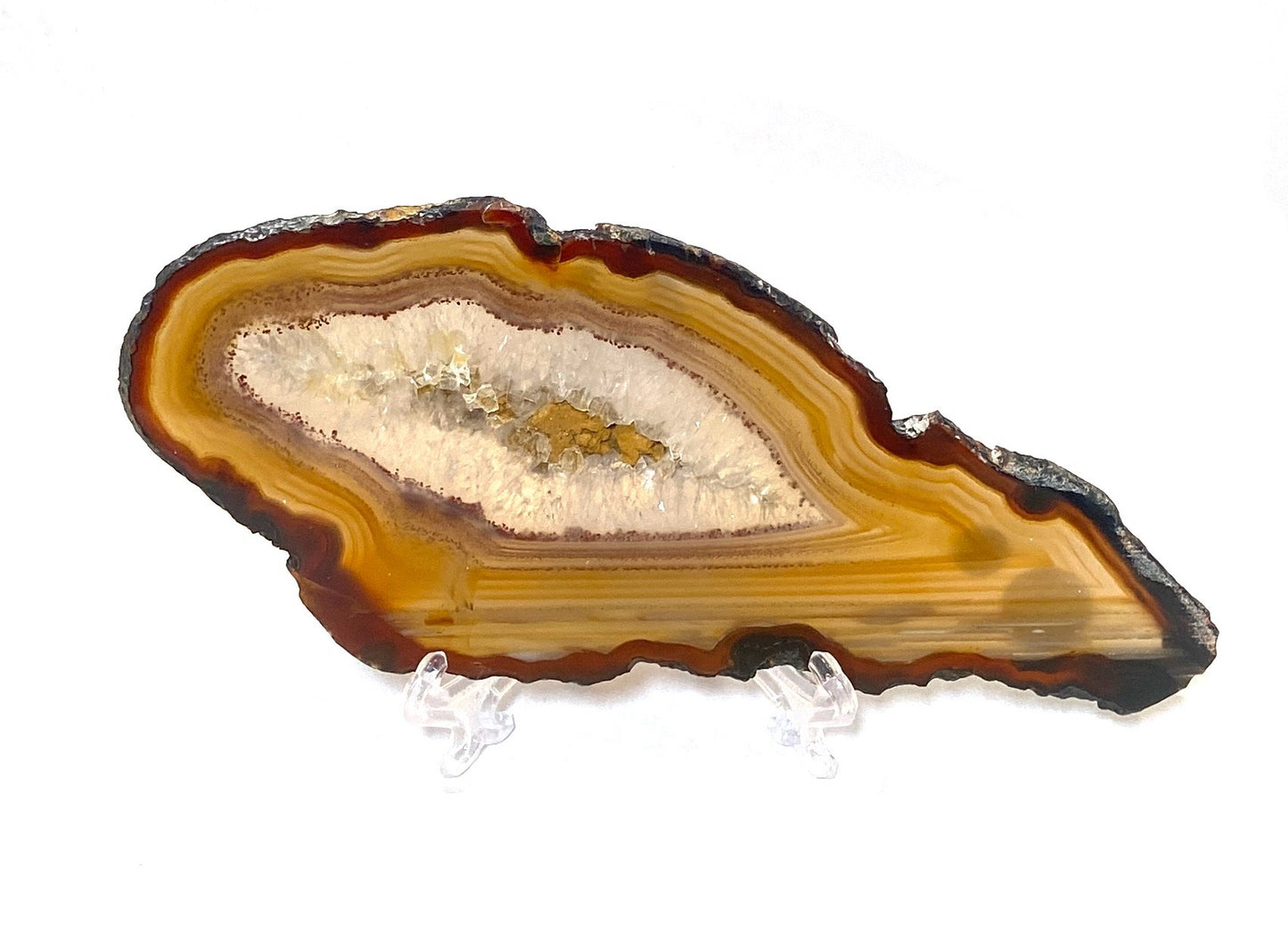 Natural Agate Slice with Druzy Quartz