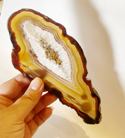 Natural Agate Slice with Druzy Quartz