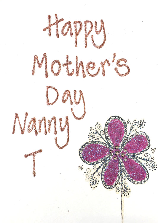 Medium Personalised Card - Swirly Flower - Mother's Day