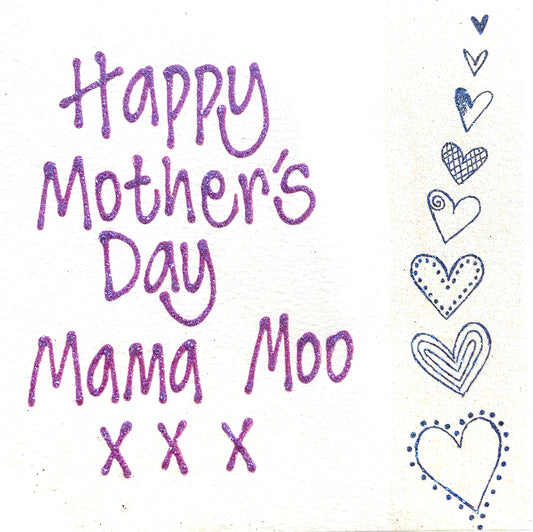 Small Personalised Card - Hearts rightside- Mother's Day