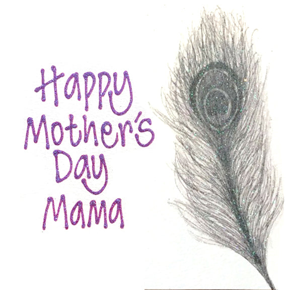 Small Personalised Card - Peacock Feather - Mother's Day