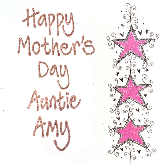 Small Personalised Card - Swirly Stars - Mother's Day