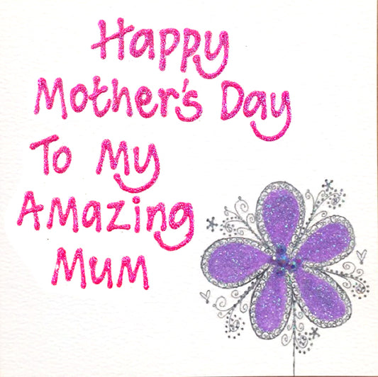 Small Personalised Card - Swirly Flower - Mother's Day